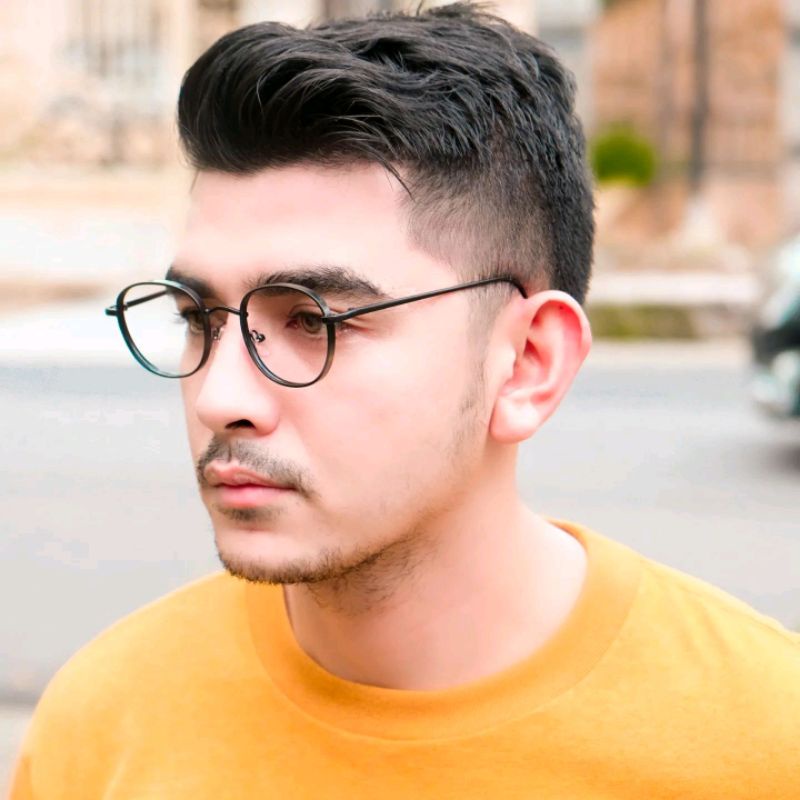 Frame Kacamata Hitam Bulat Pria Wanita Metal Plat