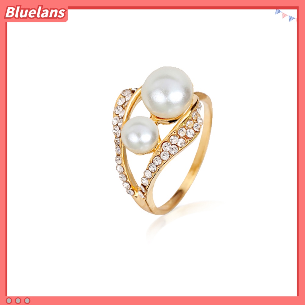 Bluelans Wedding Bridal Imitation Pearl Rhinestone Hollow Stud Earrings Ring Necklace Set