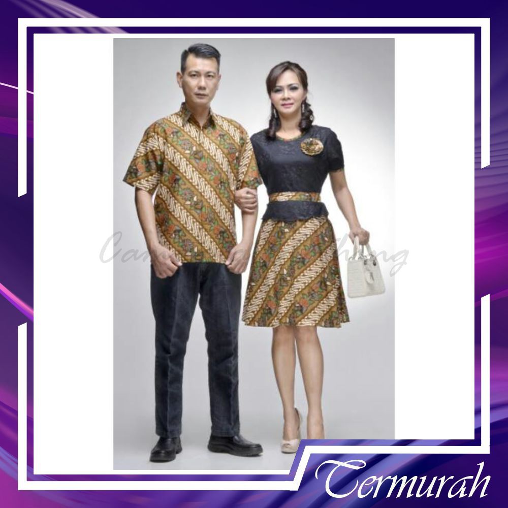 CAMISOLA HEM DRESS ROSIANA PARANG BROKAT HITAM BAJU BATIK COUPLE SARIMBIT GROSIR MURAH