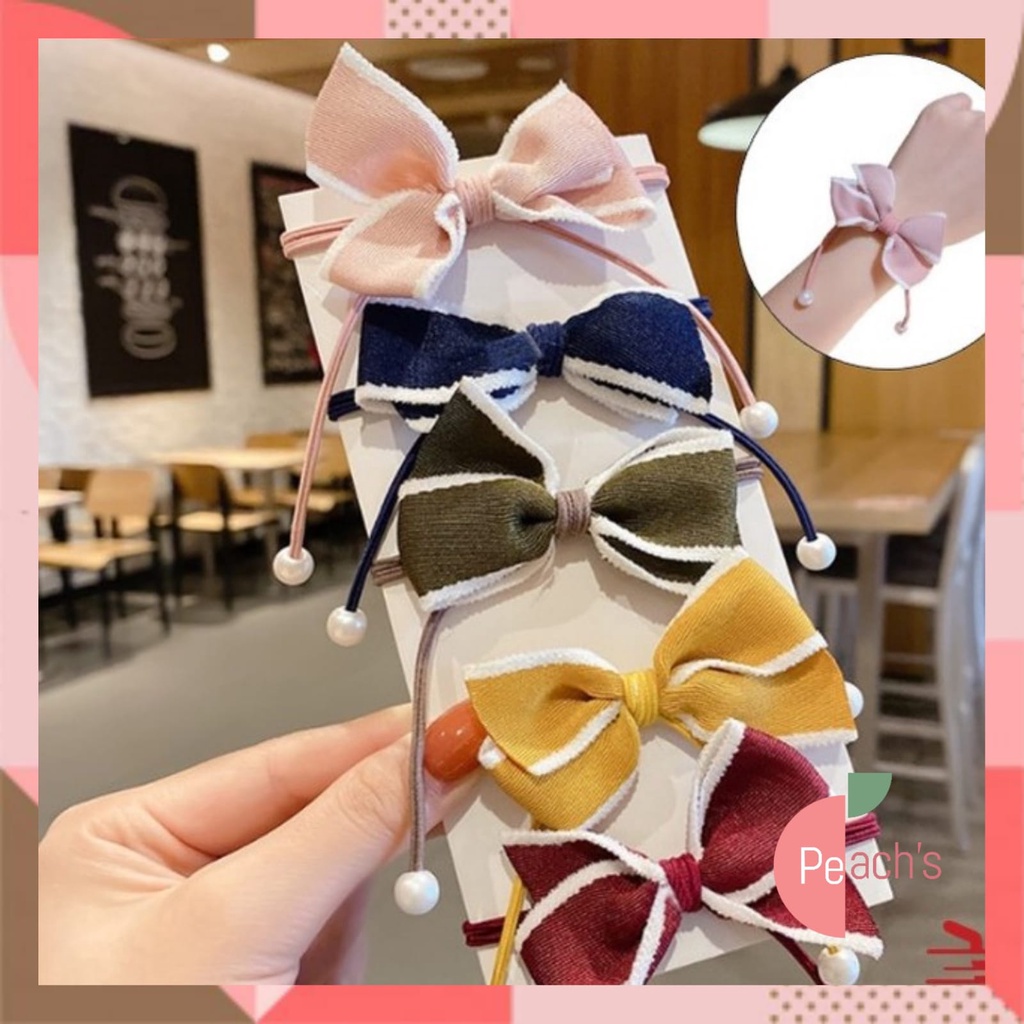 PEACH Ikat Rambut Ribbon Hair Tie Pita Fashion Korea Ribbon Hair Tie Ikat Rambut Kuncir Impor F5129