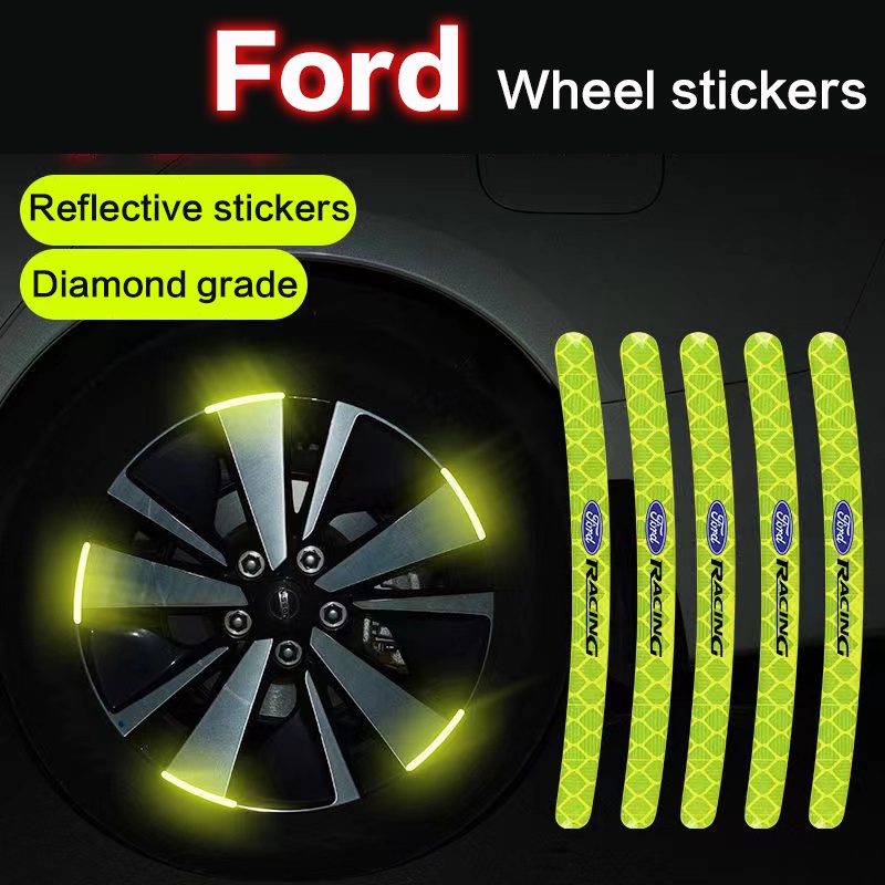 20Pcs Ford stiker peringatan stiker reflektif roda mobil untuk Focus Kuga C-MAX Fiesta F150 Mondeo Transit EcoSport Mustang Explorer Everest