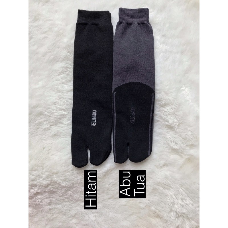 12 Pasang Kaos Kaki Jempol Nylon Telapak Hitam Computer ANAK / Dewasa Pendek