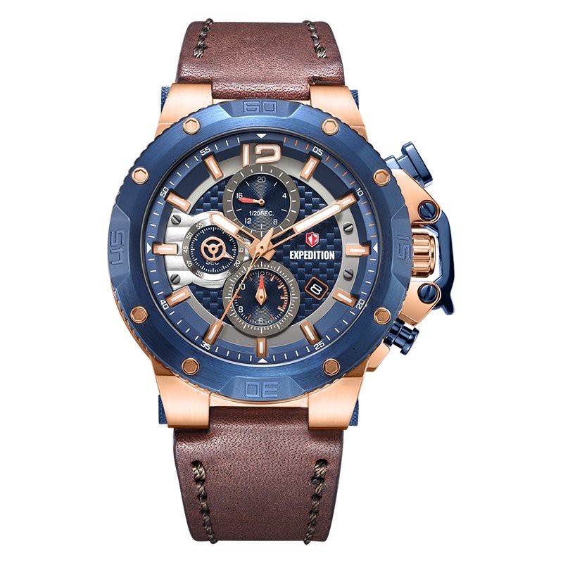JAM TANGAN PRIA EXPEDITION E 6751 M ORIGINAL ( BROWN BLUE ROSEGOLD)