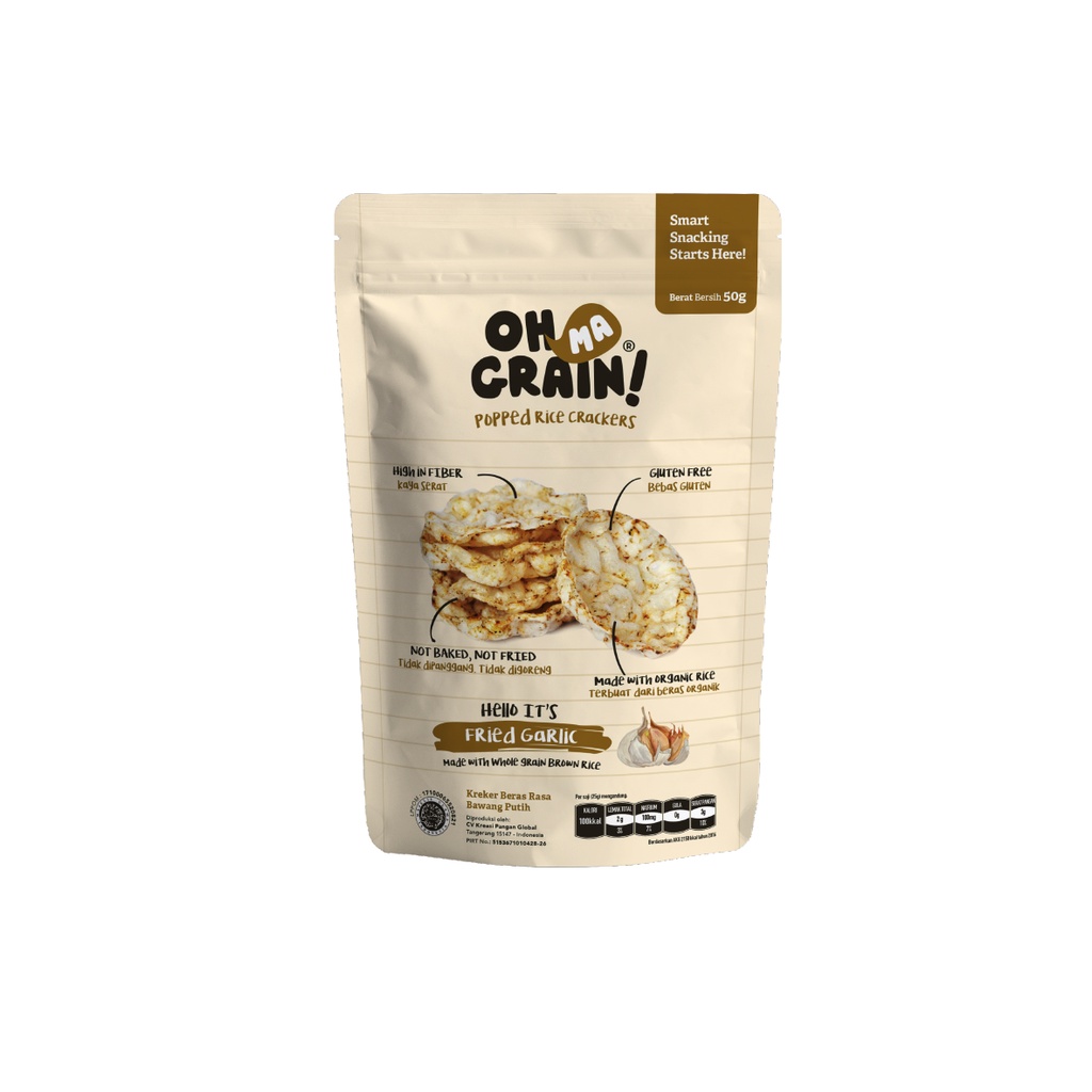 Oh Ma Grain, Organic Brown Rice Cakes Garlic 45 gr