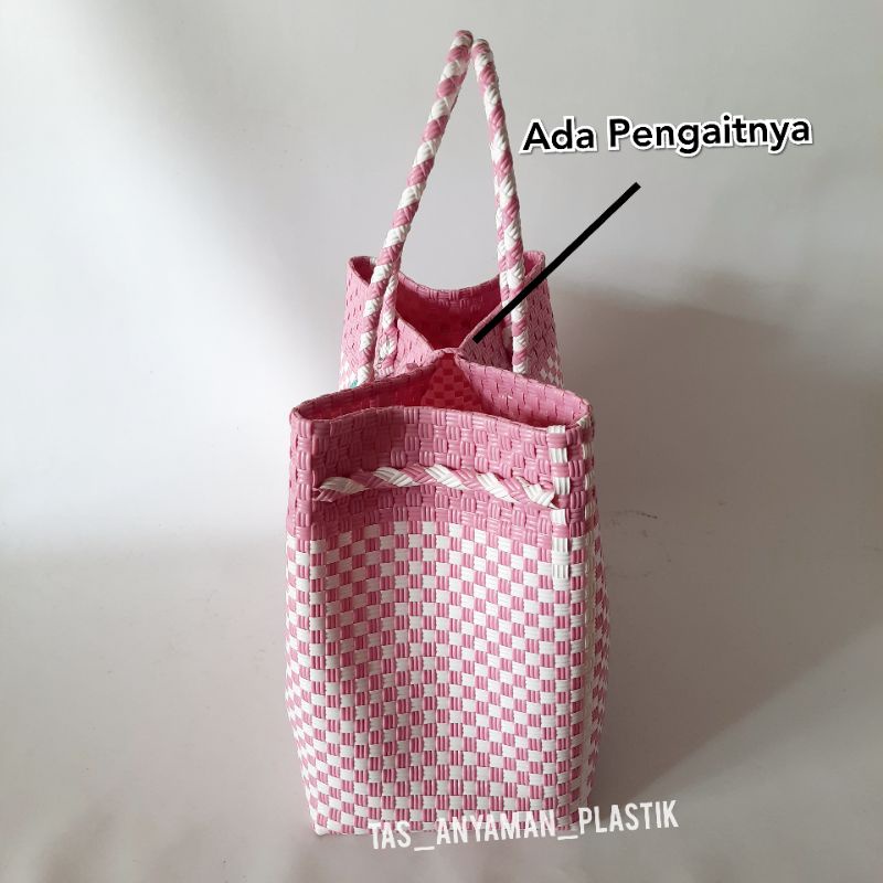 Tas Anyaman Plastik Keranjang Belanja Anyam Tas Anyaman Jali Plastik Jumbo Premium Polos Pastel READY