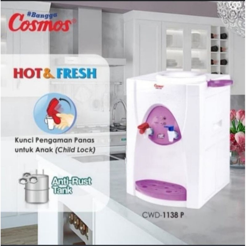 COSMOS Water Dispenser Hot &amp; Fresh / Tempat Air Minum Galon CWD 1138 P - Garansi Resmi 1 Tahun