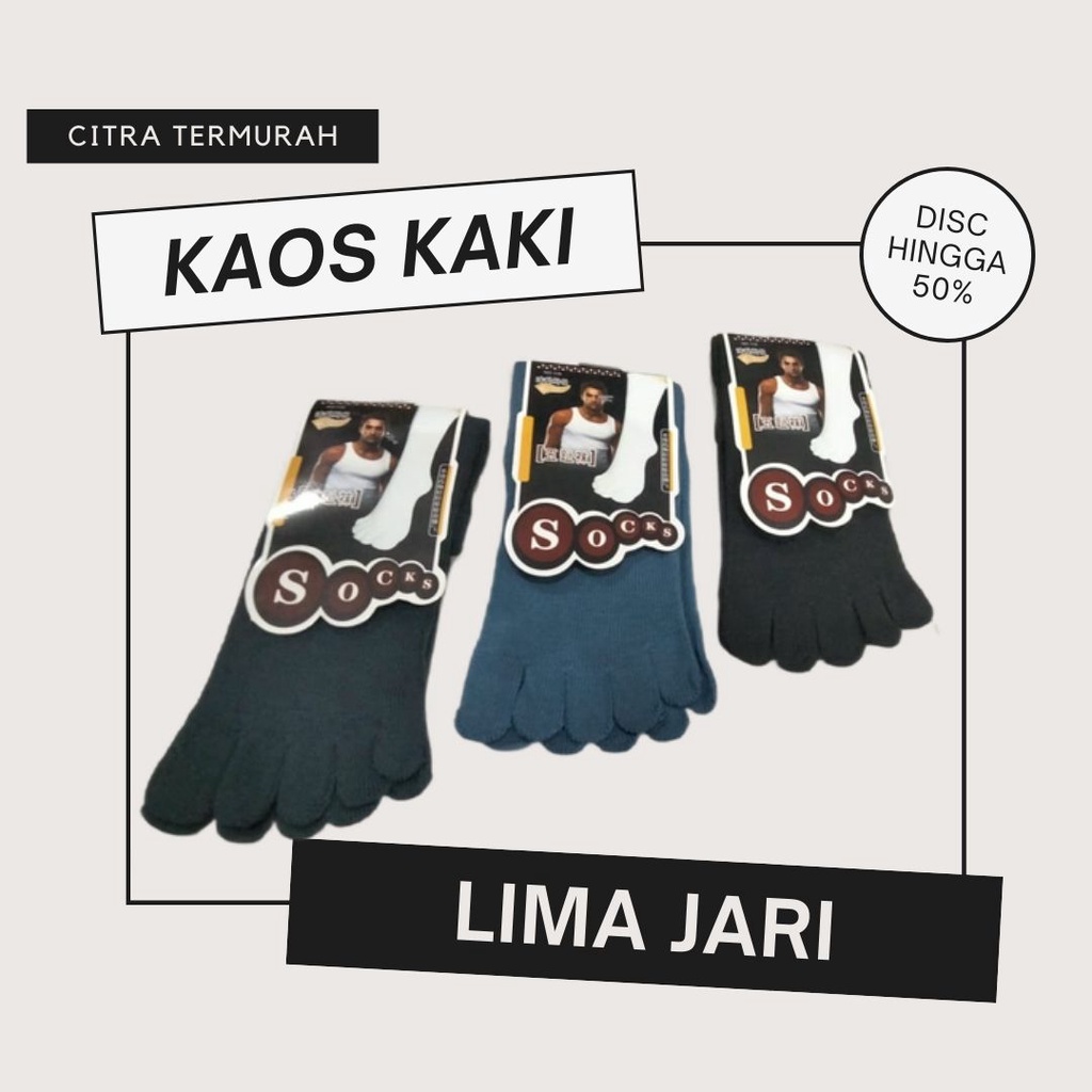 kaos kaki lima jari polos panjang/kaus kaki 5 lima jari panjang pria wanita