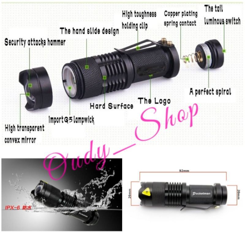 Mini Led Senter Waterproof Pocketman