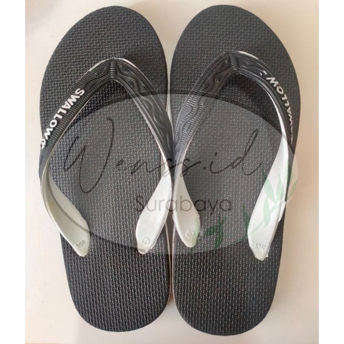 SANDAL KARET SWALLOW HITAM PUTIH SANDAL KARET ANTI LICIN SANDAL RUMAHAN SANDAL MURAH