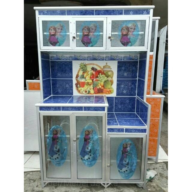  Rak  Piring  3  Pintu  Putih Full Stiker Kartun Frozen Super 