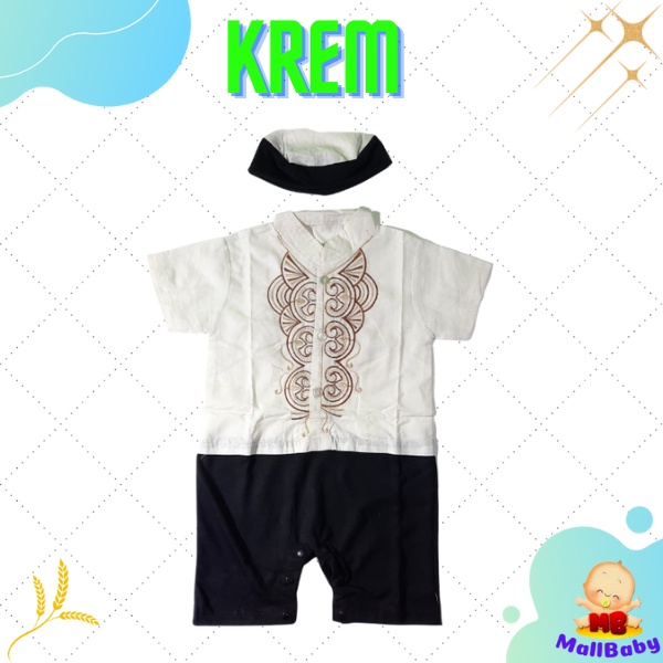 Baju Koko Bayi 6-12 Bulan Romper Jumper Koko Bayi 0-6 Bulan + Peci - Trend Vos