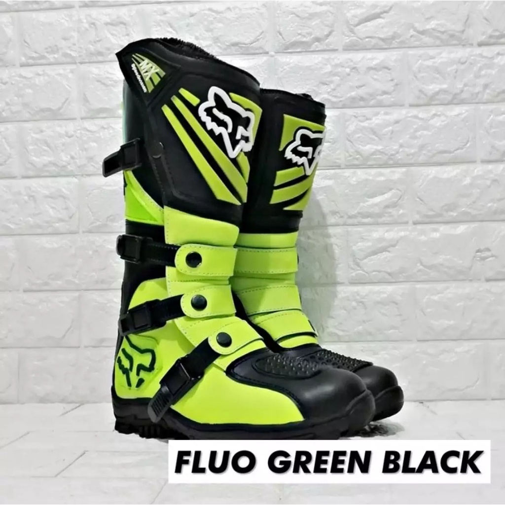 Sepatu Trail Cross Boot safety For Adventure sepatu touring  gunung FLOU GREEN BLACK TERLARIS