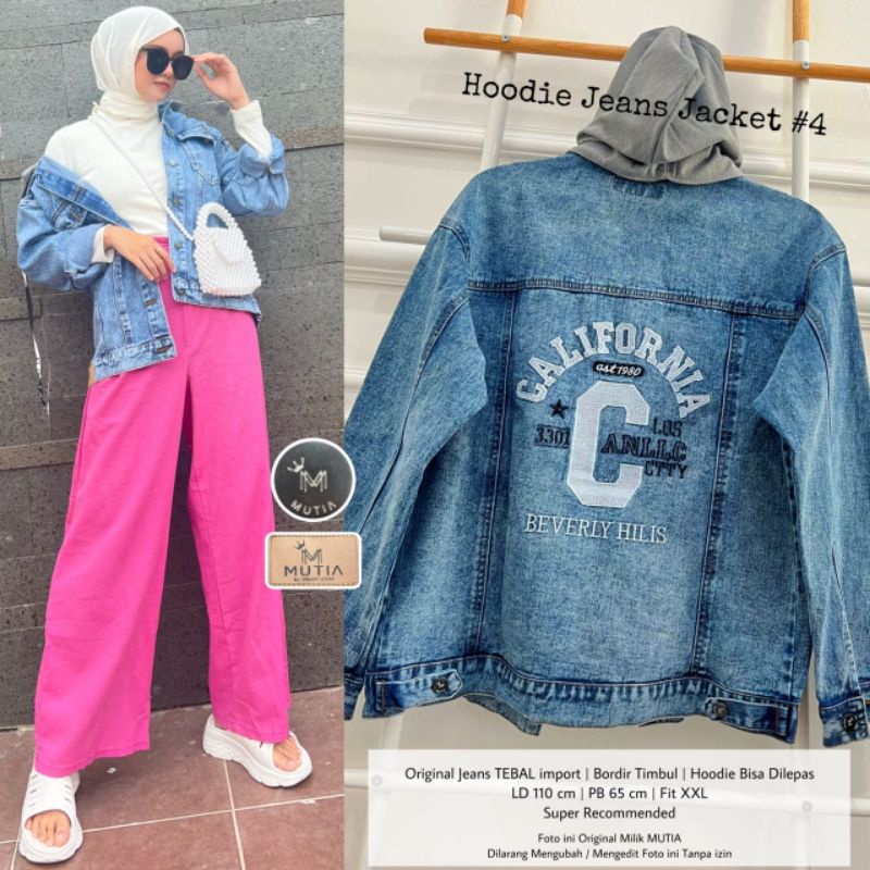 HOODIE JEANS JACKET #4 BY MUTIA / JAKET JEANS WANITA MUSLIMAH / Jeans tebal no kaleng2