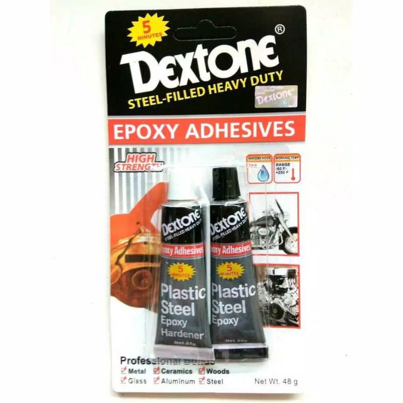 Lem Perekat Besi epoxy Dextone Kayu Kaca Keramik Steel 5 menit 48 gram