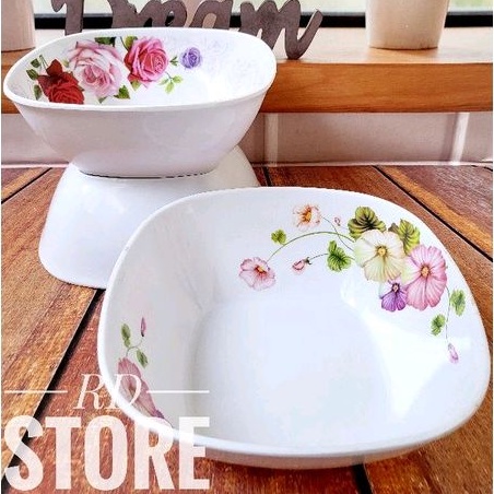 PROMO 3.PCS MANGKOK PERSEGI JUMBO MELAMINE MOTIF ROSE