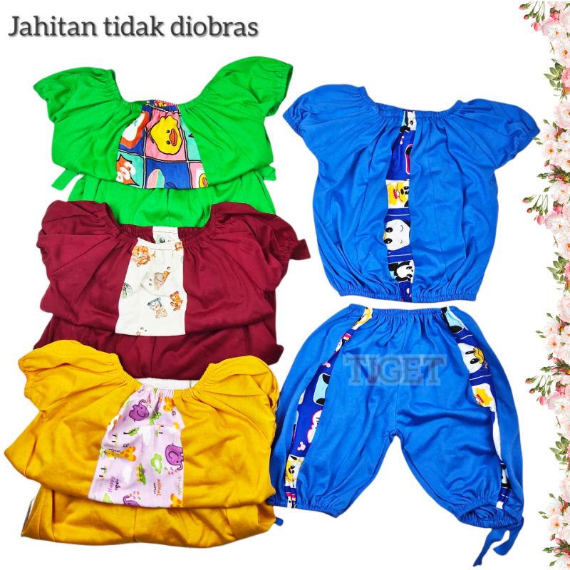 Setelan Baju Dress Pendek Anak Bayi Wanita Cewek 1 2 3 4 5 tahun Arem