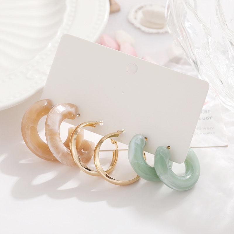 5 Pcs/Set Fashion Warna Akrilik Anting Tusuk Aksesoris Wanita