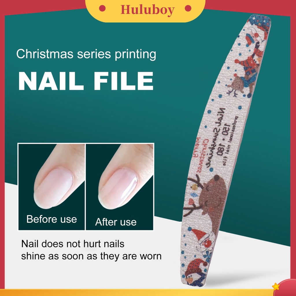 Huluboy Huluboy♡ Alat Kikir Kuku Bentuk Setengah Bulan Motif Print Natal Warna-Warni Untuk Manicure Wanita