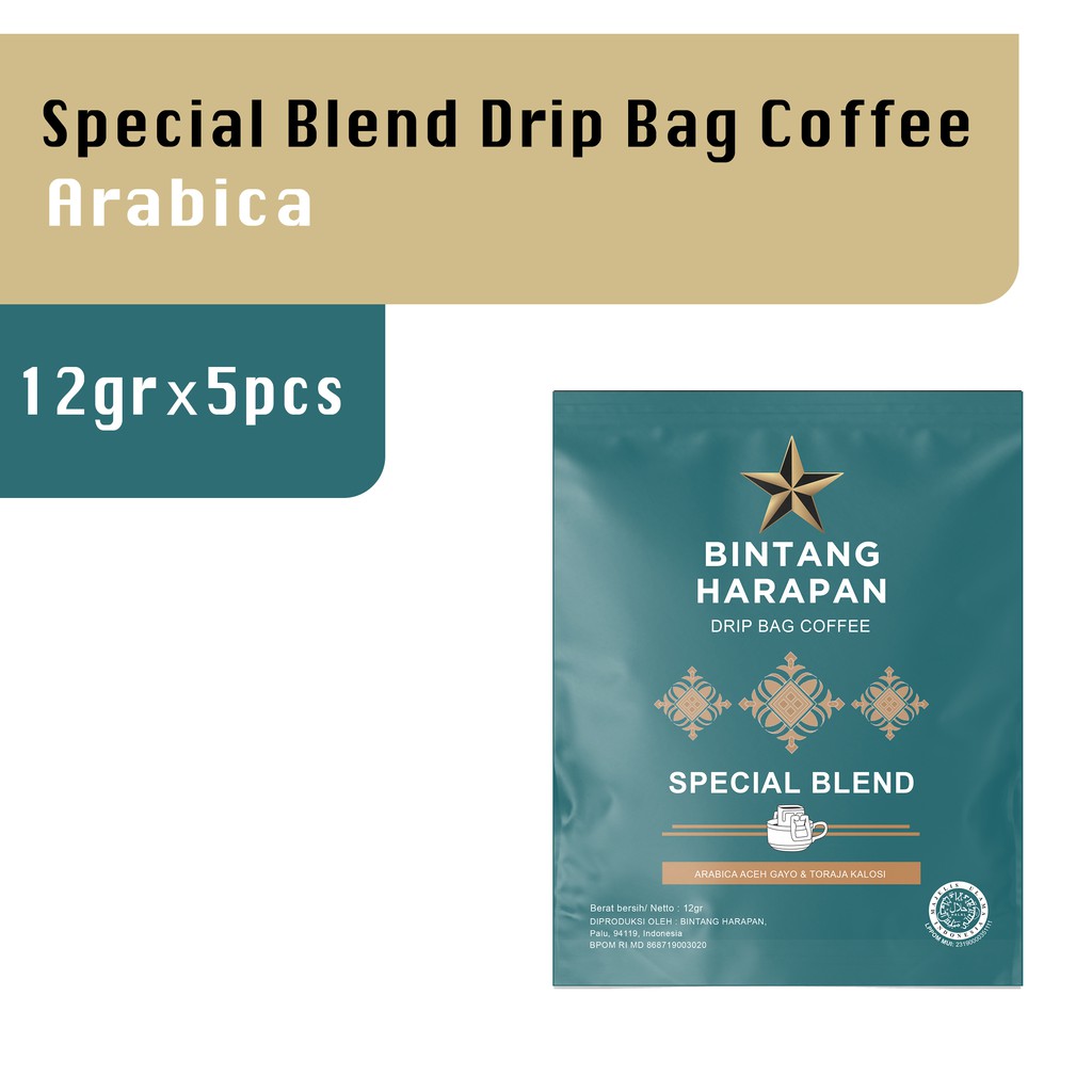 

Drip Bag Coffee Arabica Special Blend 12gr Bintang Harapan 5pcs