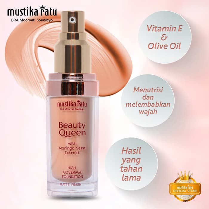 Mustika Ratu High Coverage Foundation Dewy & Matte Finish Beauty Queen