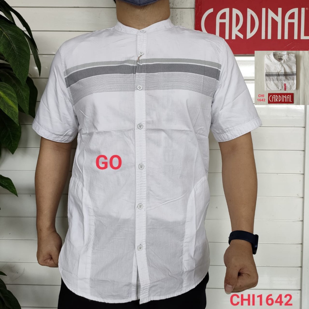 gof CARDINAL KEMEJA KOKO PUTIH Jeans Taqwa Pakaian Pria Original Baju Muslim Polos Lengan Pendek TSQ