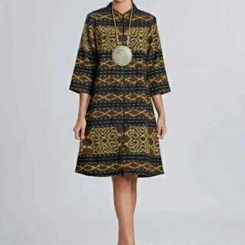 baju tenun jepara dress tenun motif rote dress kerja