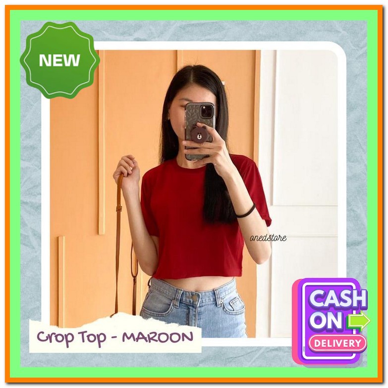 Baju Kaos Crop Top Kaos Crop Korea Atasan Cewek Korean Style Polos Croptee Cewe Import Croptop Wanit
