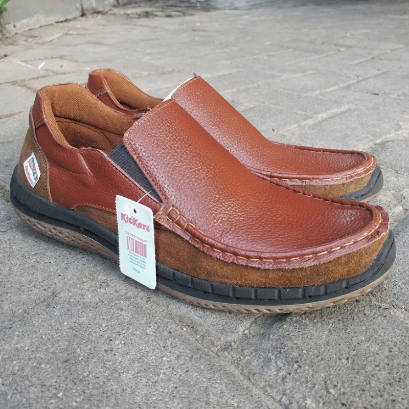 Kickers Sepatu Casual Kasual Pria Bahan Kulit Asli Elegan Murah Kode KS.3 coklat