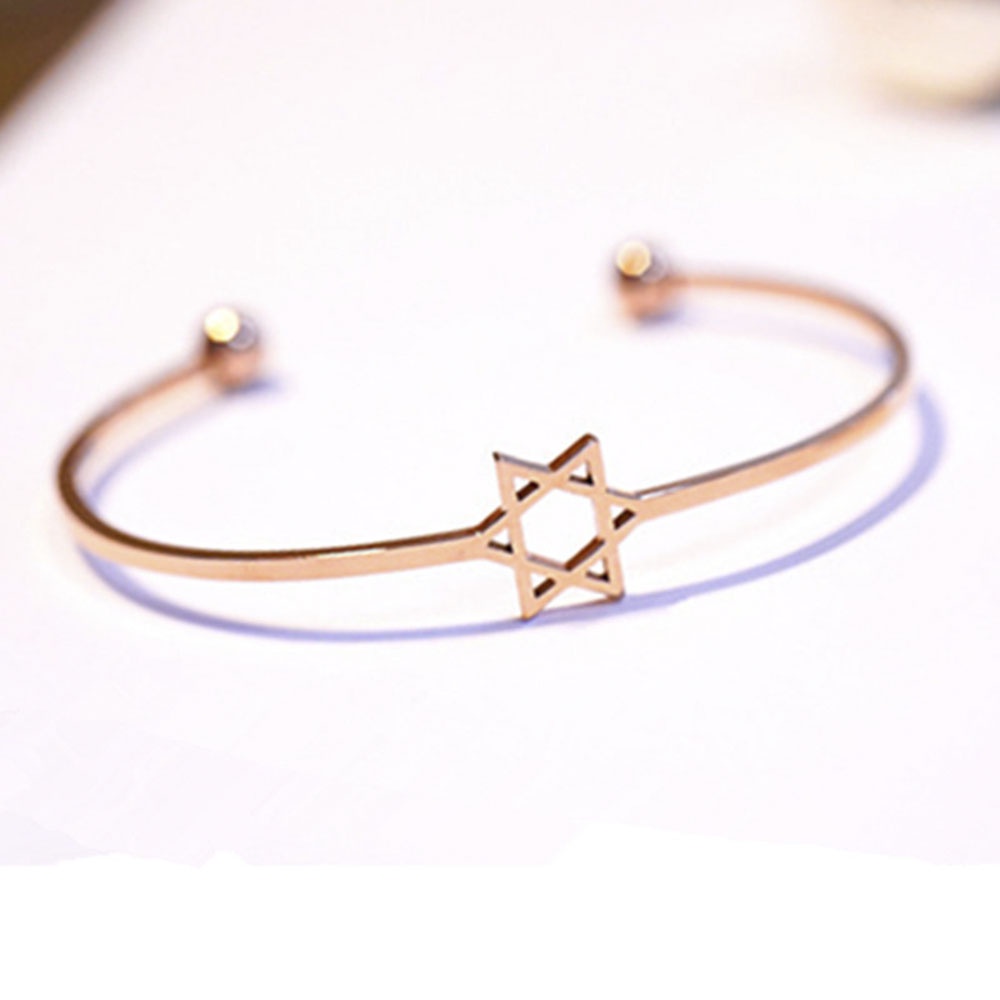 aaoottuuoo5.id Cod   Classic Open Rose Gold Silver Bracelet Six-star Accessory Bangle Women Elegant Jewelry Gifts