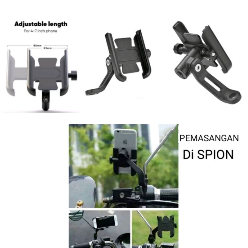 Holder handphone/Dudukan handphone untuk di Stang dan di Spion Motor Universal