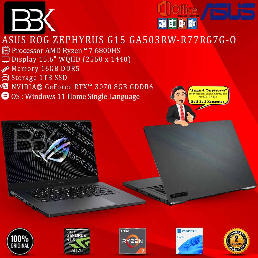 ASUS ROG ZEPHYRUS G15 GA503RW-R77RG7G-O R7-6800HS 16GB 1TB RTX3070Ti
