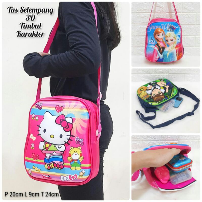 TAS SLEMPANG ANAK / TAS SELEMPANG KARAKTER  TAS TIMBUL 3D  TAS SLINGBAG ANAK