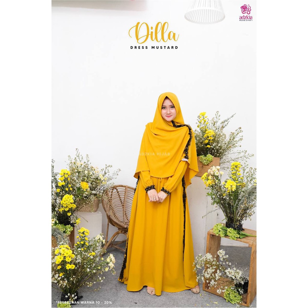 Gamis Terbaru Syari Premium Dilla Dress Adzkia Hijab Shopee Indonesia
