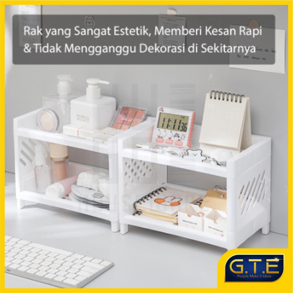 GTE | Rak Plastik Mini 2 Susun /Rak Plastik Mini PRAKTIS 2 Susun Serbaguna / Tempat Mainan Makeup Bumbu/ Model Kotak Mini 2 Susun - Rak Dapur/Kosmetik Tingkat