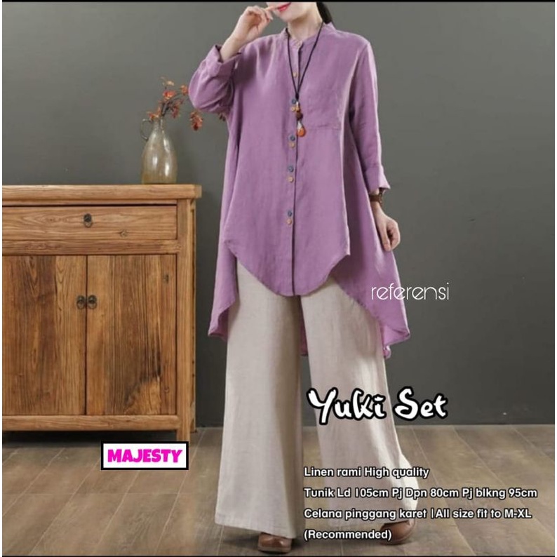 ONE SET TUNIK JUMBO YUKI LINEN RAMI ALLSIZE FIT TO XL