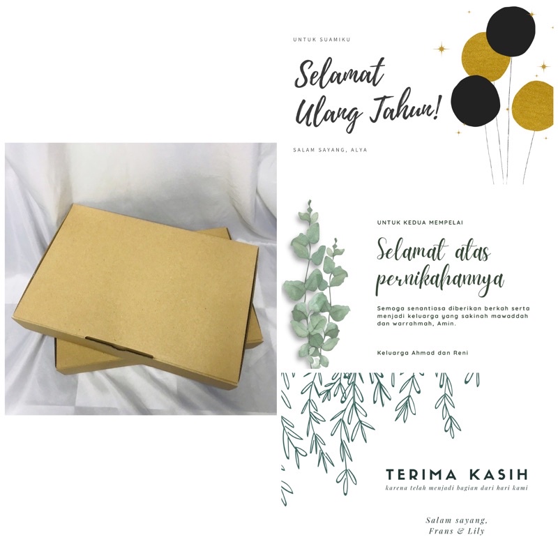 

Extra Packing Dus Cokelat / Tambahan box kado / kartu ucapan / Kado Pernikahan / Kado Ulang Tahun / Kado Kelulusan / Souvenir Ulang Tahun Pernikahan