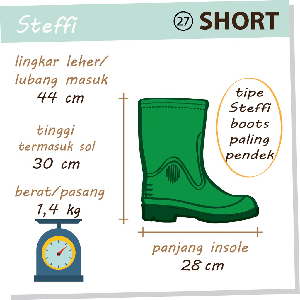 SHORT oranye 27 (43-44) | Steffi Boots SEPATU BOOT PROYEK PVC pendek anti air orange oren pria laki