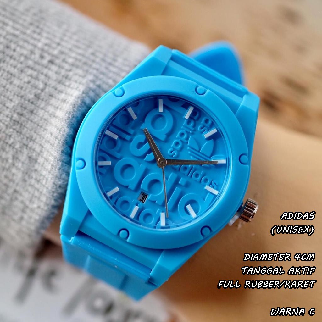 JAM TANGAN UNISEX ADIDAS RUBBER BODY BULAT TANGGAL AKTIF