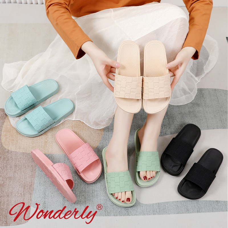 Wonderly Sandal Slop Wanita Flat Smile V202-A37 PVC