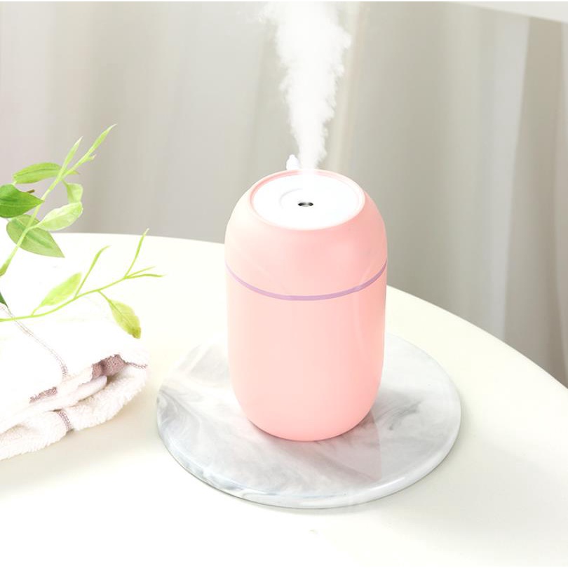 ( COD ) Viqoo Mini Humidifier viqoo Diffuser 300Ml 3 Colorful LED Light USB Two Mode Super Quite H6