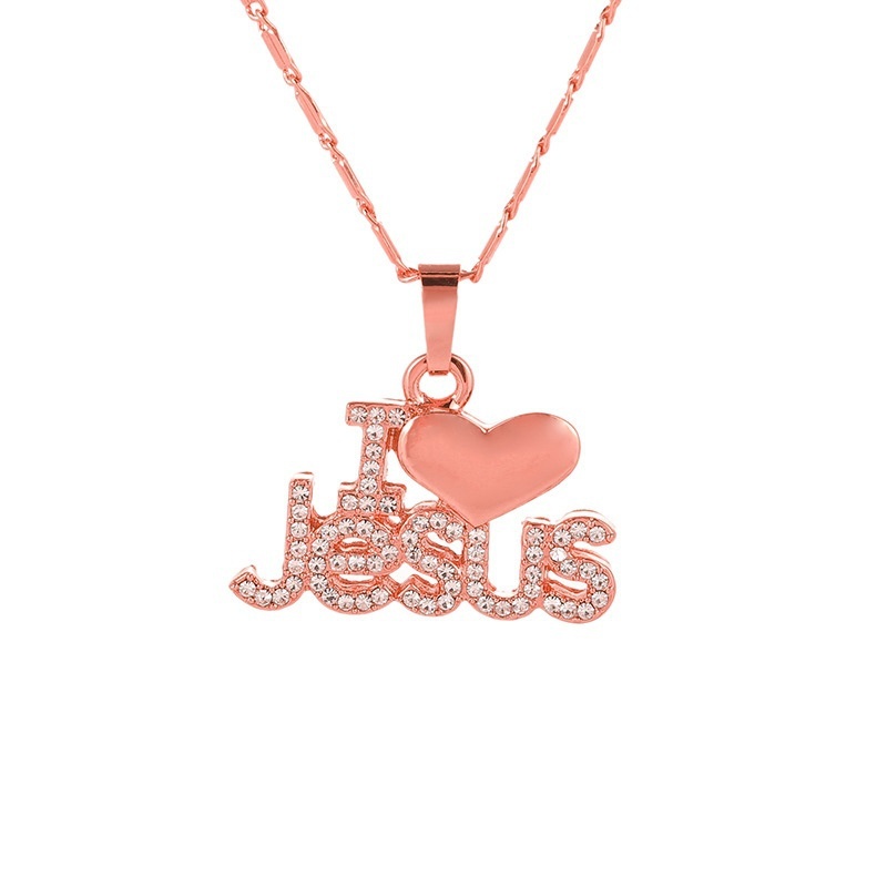 Women Fashion I LOVE JESUS Pendant Necklace