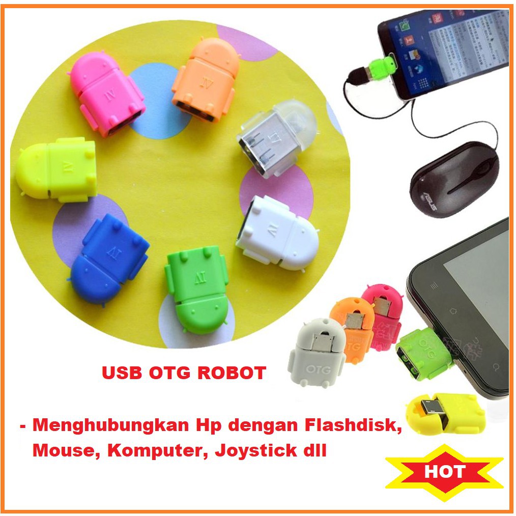 OTG ROBOT MINI MICRO USB TO USB ADAPTER CONVERTER - 1 Pcs WARNA ACAK