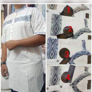  Baju  Koko  Kurta putih  kombinasi lengan  pendek  Shopee 