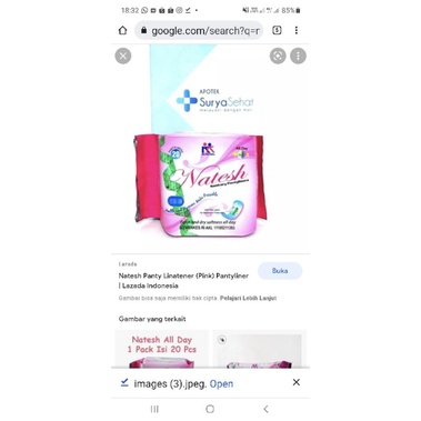 Natesh pantyliner isi 20 pads per bag