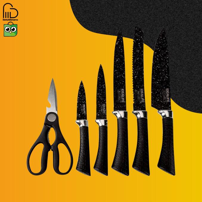 Favorit] Perlengkapan Pisau Dapur Dan Gunting 1 Set / Pisau Sttainless Tajam