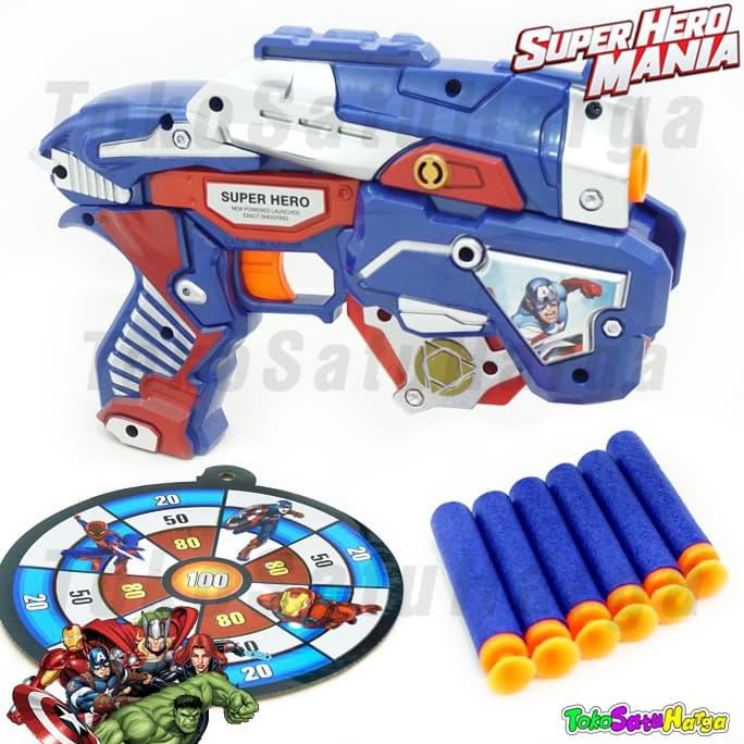 Mainan Pistol Model Nerf Peluru Busa RAKIT Avenger - Captain America