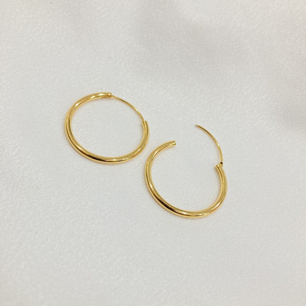 Anting Gipsy Lapis Emas Wanita Ukuran 25 mm Aksesoris Perhiasan