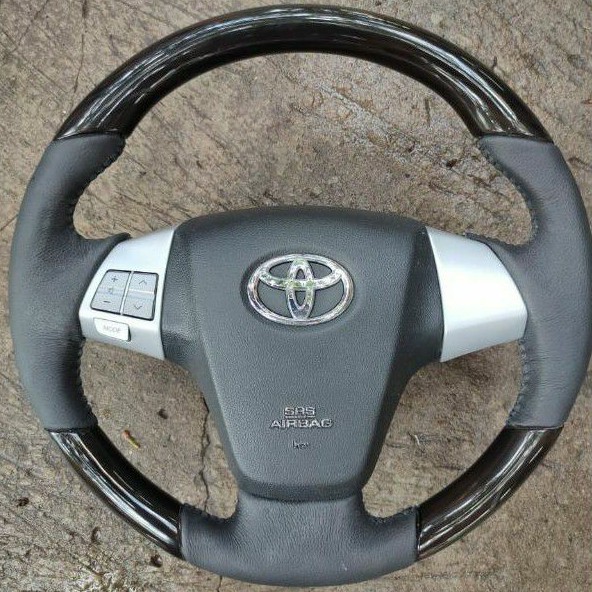 stir airbag avanza 2012-2019 panel wood hitam dengan tombol kiri