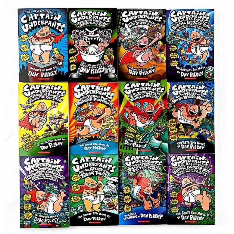 Original guaranteed the gigantic collection of captain Underpants Dav pilkey 12 books buku impor buku anak /happychild