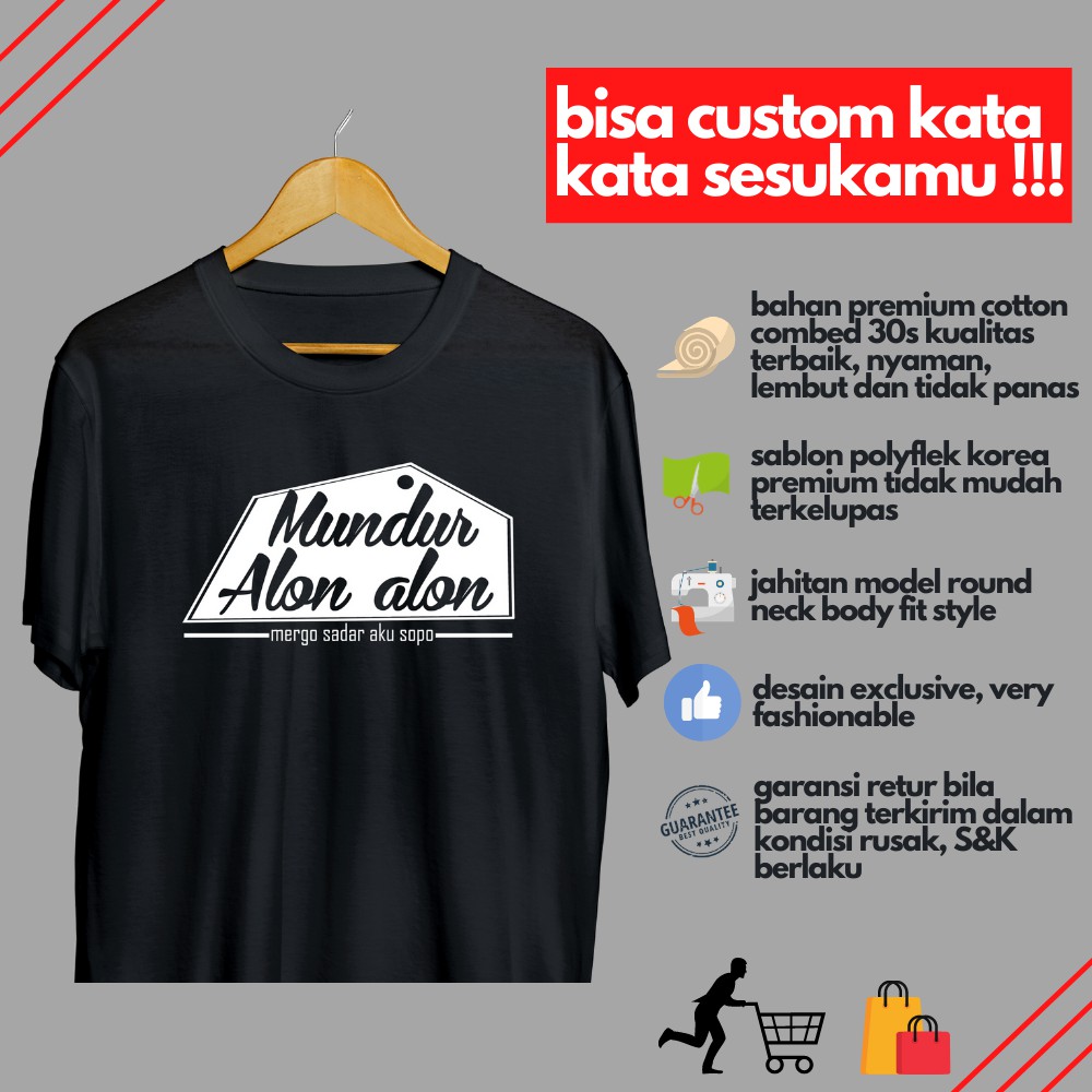 Baju Kaos Tshirt Distro Pria Wanita Cowok Cewek Kata Kata Murah Unik Keren Jawa Ekspresi Mundur Alon